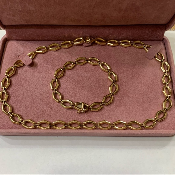 Milor Jewelry - 14kt ITALIAN YELLOW GOLD 16” CHOKER STYLE NECKLACE AND BRACELET SET